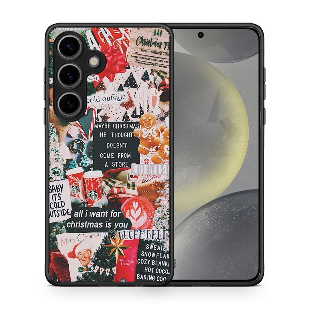 Θήκη Samsung Galaxy S25 Christmas Happiness από τη Smartfits με σχέδιο στο πίσω μέρος και μαύρο περίβλημα | Samsung Galaxy S25 Christmas Happiness case with colorful back and black bezels