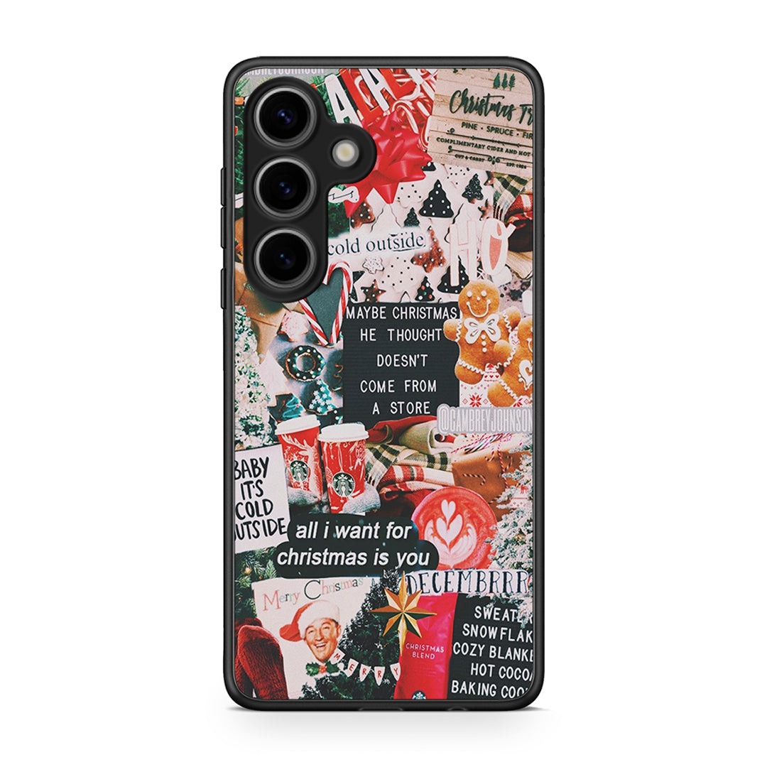 Samsung Galaxy S25 Christmas Happiness θήκη από τη Smartfits με σχέδιο στο πίσω μέρος και μαύρο περίβλημα | Smartphone case with colorful back and black bezels by Smartfits