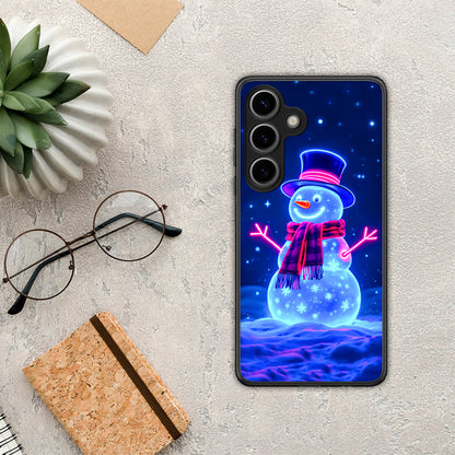 Christmas Neon Snowman - Samsung Galaxy S25 θήκη