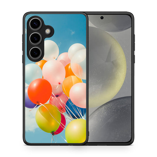 Θήκη Samsung Galaxy S25 Colorful Balloons από τη Smartfits με σχέδιο στο πίσω μέρος και μαύρο περίβλημα | Samsung Galaxy S25 Colorful Balloons case with colorful back and black bezels