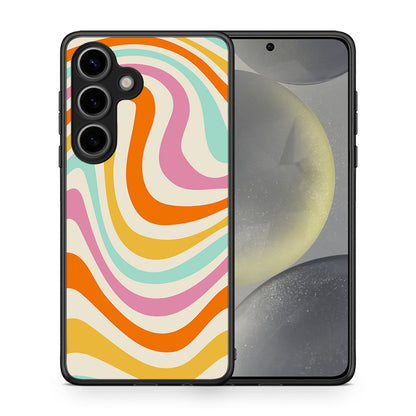 Θήκη Samsung Galaxy S25 Colourful Waves από τη Smartfits με σχέδιο στο πίσω μέρος και μαύρο περίβλημα | Samsung Galaxy S25 Colourful Waves case with colorful back and black bezels