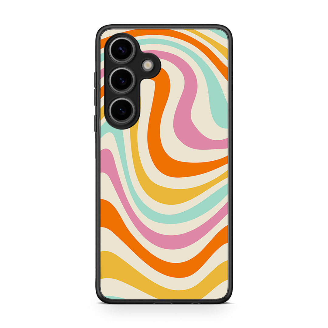 Samsung Galaxy S25 Colourful Waves θήκη από τη Smartfits με σχέδιο στο πίσω μέρος και μαύρο περίβλημα | Smartphone case with colorful back and black bezels by Smartfits