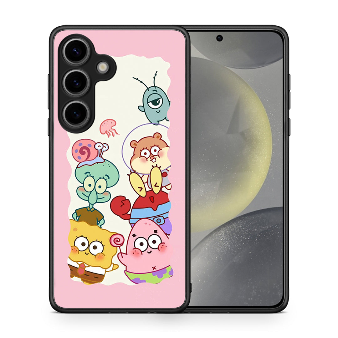 Θήκη Samsung Galaxy S25 Cute Companion από τη Smartfits με σχέδιο στο πίσω μέρος και μαύρο περίβλημα | Samsung Galaxy S25 Cute Companion case with colorful back and black bezels