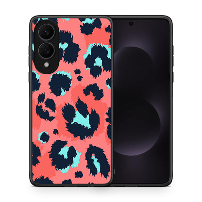 Θήκη Samsung Galaxy S25 Edge 5G Pink Leopard Animal από τη Smartfits με σχέδιο στο πίσω μέρος και μαύρο περίβλημα | Samsung Galaxy S25 Edge 5G Pink Leopard Animal case with colorful back and black bezels