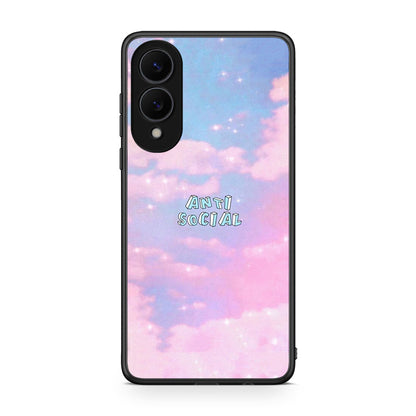 Samsung Galaxy S25 Edge 5G Anti Social Θήκη Αγίου Βαλεντίνου από τη Smartfits με σχέδιο στο πίσω μέρος και μαύρο περίβλημα | Smartphone case with colorful back and black bezels by Smartfits