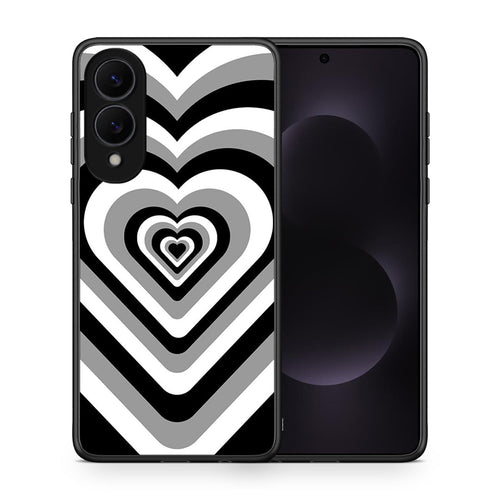 Θήκη Samsung Galaxy S25 Edge 5G Black Hearts από τη Smartfits με σχέδιο στο πίσω μέρος και μαύρο περίβλημα | Samsung Galaxy S25 Edge 5G Black Hearts case with colorful back and black bezels