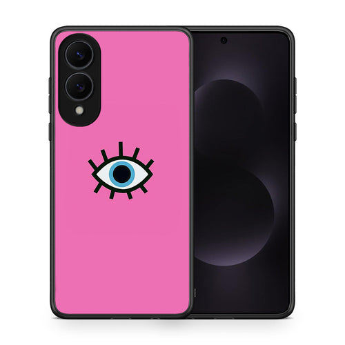 Θήκη Samsung Galaxy S25 Edge 5G Blue Eye Pink από τη Smartfits με σχέδιο στο πίσω μέρος και μαύρο περίβλημα | Samsung Galaxy S25 Edge 5G Blue Eye Pink case with colorful back and black bezels