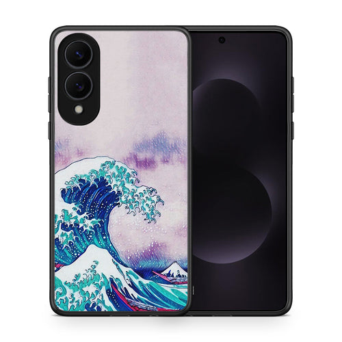 Θήκη Samsung Galaxy S25 Edge 5G Blue Waves από τη Smartfits με σχέδιο στο πίσω μέρος και μαύρο περίβλημα | Samsung Galaxy S25 Edge 5G Blue Waves case with colorful back and black bezels