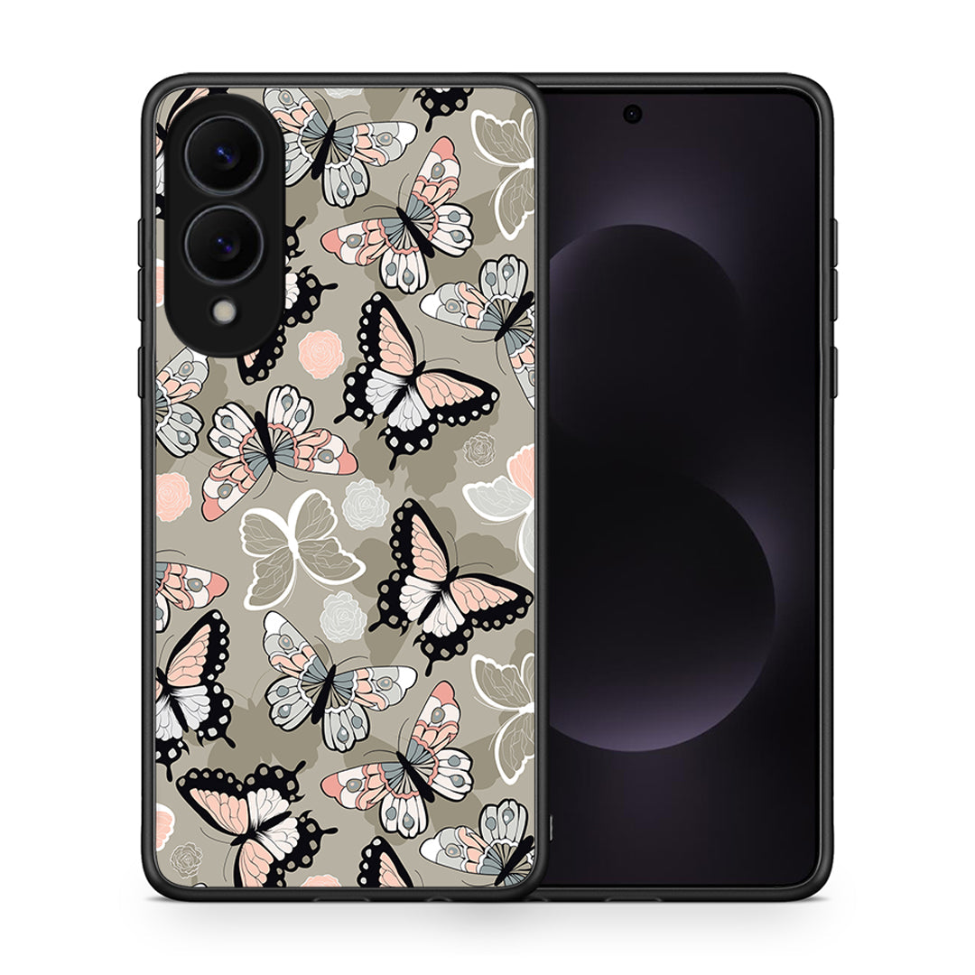 Θήκη Samsung Galaxy S25 Edge 5G Butterflies Boho από τη Smartfits με σχέδιο στο πίσω μέρος και μαύρο περίβλημα | Samsung Galaxy S25 Edge 5G Butterflies Boho case with colorful back and black bezels