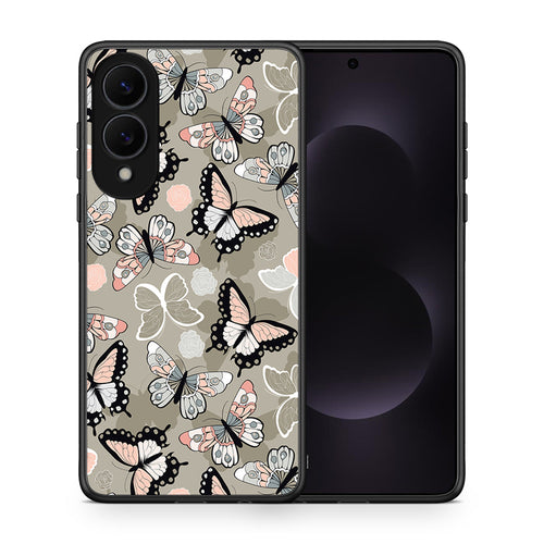 Θήκη Samsung Galaxy S25 Edge 5G Butterflies Boho από τη Smartfits με σχέδιο στο πίσω μέρος και μαύρο περίβλημα | Samsung Galaxy S25 Edge 5G Butterflies Boho case with colorful back and black bezels