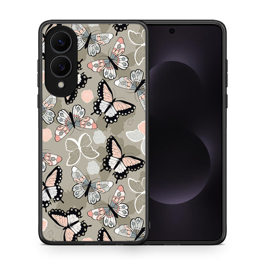 Θήκη Samsung Galaxy S25 Edge 5G Butterflies Boho από τη Smartfits με σχέδιο στο πίσω μέρος και μαύρο περίβλημα | Samsung Galaxy S25 Edge 5G Butterflies Boho case with colorful back and black bezels