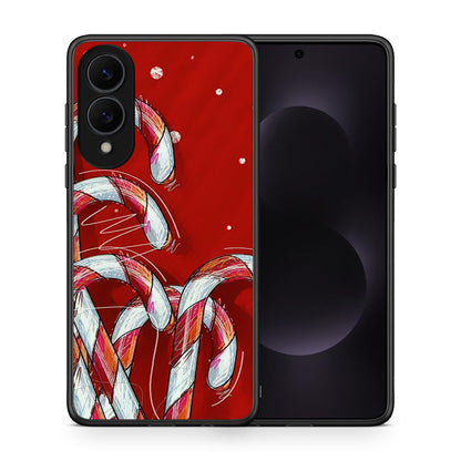 Θήκη Samsung Galaxy S25 Edge 5G Candy Cane από τη Smartfits με σχέδιο στο πίσω μέρος και μαύρο περίβλημα | Samsung Galaxy S25 Edge 5G Candy Cane case with colorful back and black bezels