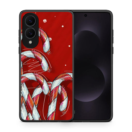 Θήκη Samsung Galaxy S25 Edge 5G Candy Cane από τη Smartfits με σχέδιο στο πίσω μέρος και μαύρο περίβλημα | Samsung Galaxy S25 Edge 5G Candy Cane case with colorful back and black bezels