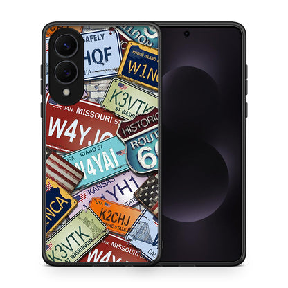 Θήκη Samsung Galaxy S25 Edge 5G Car Plates από τη Smartfits με σχέδιο στο πίσω μέρος και μαύρο περίβλημα | Samsung Galaxy S25 Edge 5G Car Plates case with colorful back and black bezels