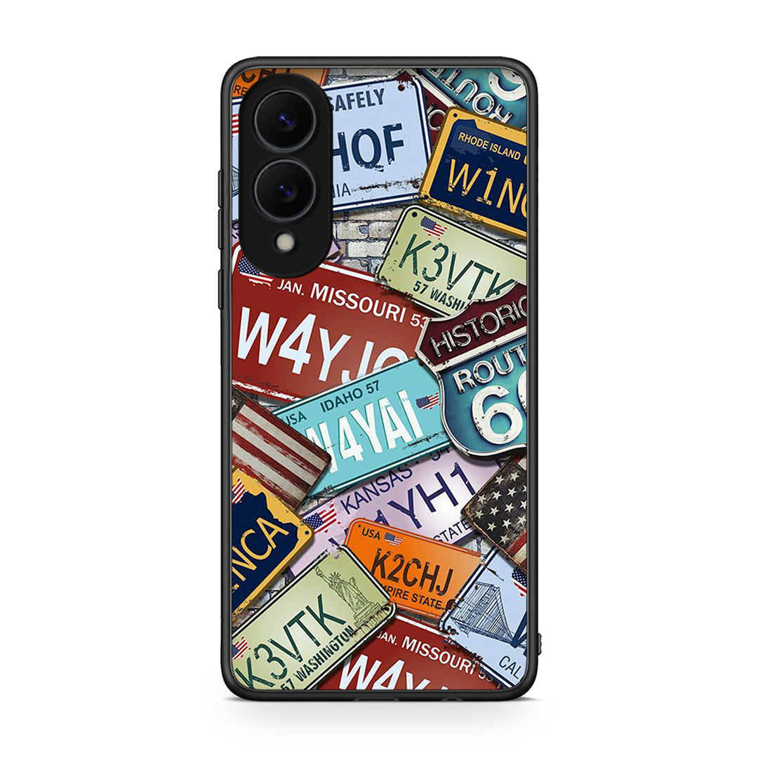 Samsung Galaxy S25 Edge 5G Car Plates θήκη από τη Smartfits με σχέδιο στο πίσω μέρος και μαύρο περίβλημα | Smartphone case with colorful back and black bezels by Smartfits
