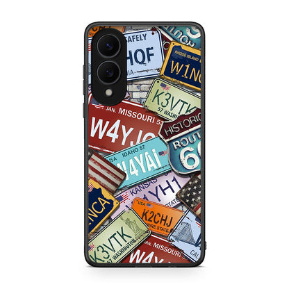 Samsung Galaxy S25 Edge 5G Car Plates θήκη από τη Smartfits με σχέδιο στο πίσω μέρος και μαύρο περίβλημα | Smartphone case with colorful back and black bezels by Smartfits