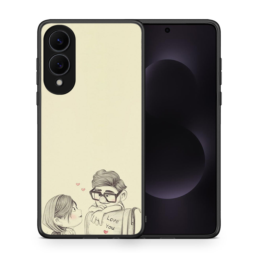 Θήκη Samsung Galaxy S25 Edge 5G Carl And Ellie από τη Smartfits με σχέδιο στο πίσω μέρος και μαύρο περίβλημα | Samsung Galaxy S25 Edge 5G Carl And Ellie case with colorful back and black bezels