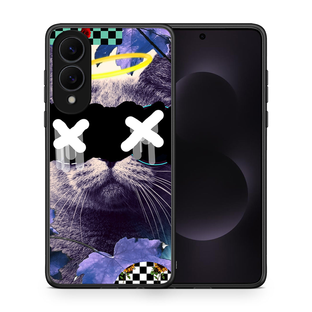 Θήκη Samsung Galaxy S25 Edge 5G Cat Collage από τη Smartfits με σχέδιο στο πίσω μέρος και μαύρο περίβλημα | Samsung Galaxy S25 Edge 5G Cat Collage case with colorful back and black bezels