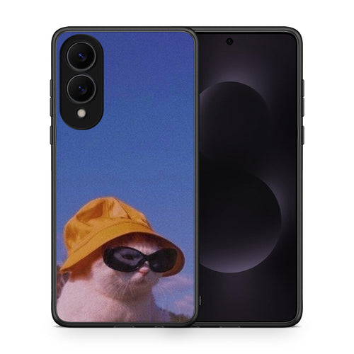 Θήκη Samsung Galaxy S25 Edge 5G Cat Diva από τη Smartfits με σχέδιο στο πίσω μέρος και μαύρο περίβλημα | Samsung Galaxy S25 Edge 5G Cat Diva case with colorful back and black bezels