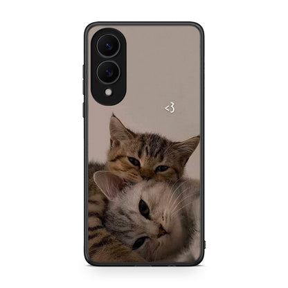 Samsung Galaxy S25 Edge 5G Cats In Love Θήκη από τη Smartfits με σχέδιο στο πίσω μέρος και μαύρο περίβλημα | Smartphone case with colorful back and black bezels by Smartfits