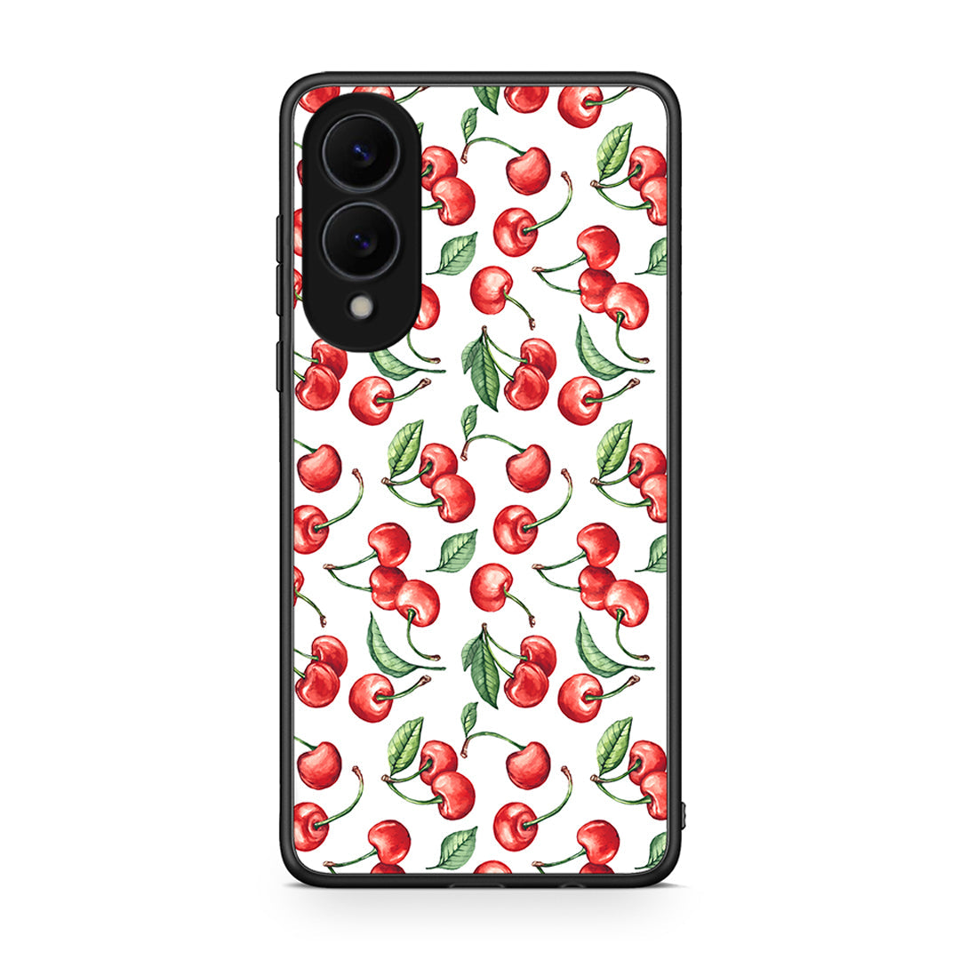 Samsung Galaxy S25 Edge 5G Cherry Summer θήκη από τη Smartfits με σχέδιο στο πίσω μέρος και μαύρο περίβλημα | Smartphone case with colorful back and black bezels by Smartfits