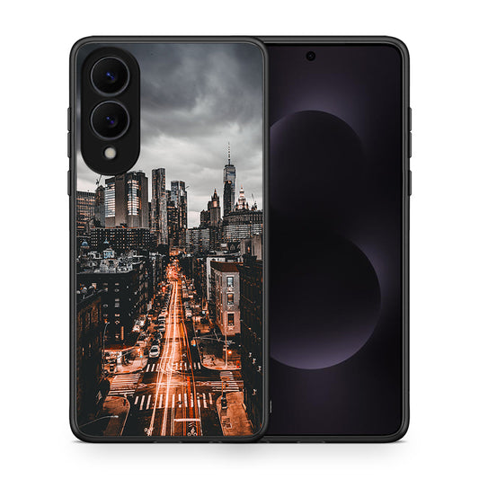 Θήκη Samsung Galaxy S25 Edge 5G City Lights από τη Smartfits με σχέδιο στο πίσω μέρος και μαύρο περίβλημα | Samsung Galaxy S25 Edge 5G City Lights case with colorful back and black bezels