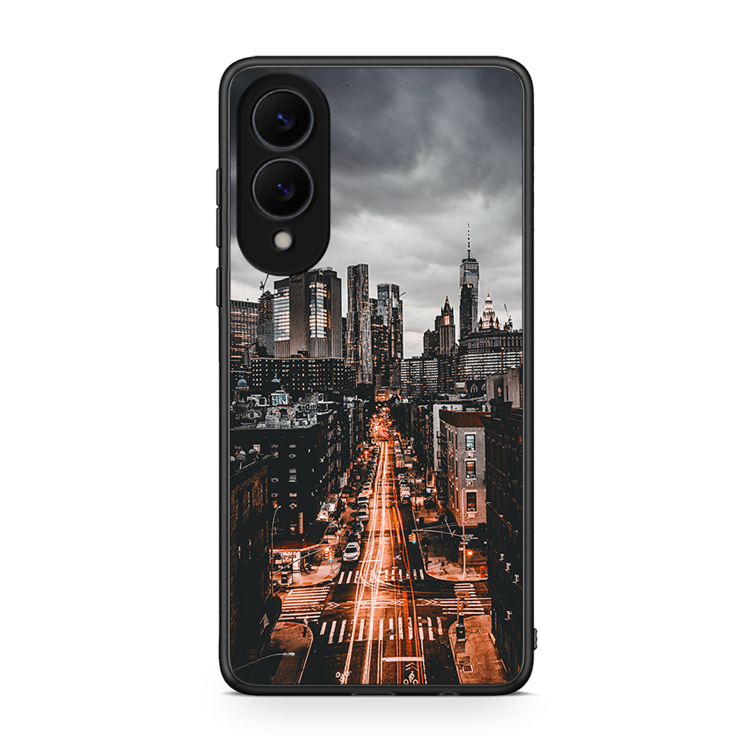 Samsung Galaxy S25 Edge 5G City Lights θήκη από τη Smartfits με σχέδιο στο πίσω μέρος και μαύρο περίβλημα | Smartphone case with colorful back and black bezels by Smartfits