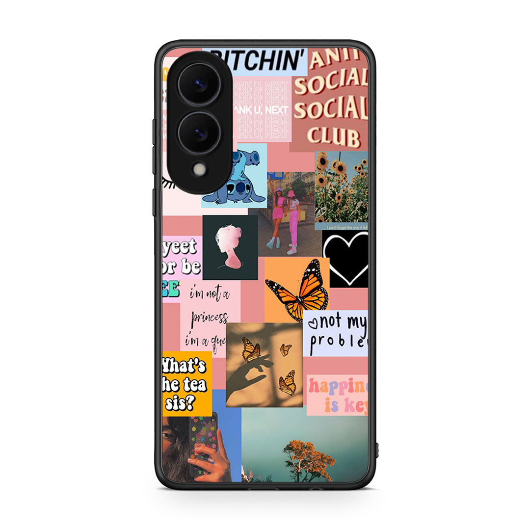 Samsung Galaxy S25 Edge 5G Collage Bitchin Θήκη Αγίου Βαλεντίνου από τη Smartfits με σχέδιο στο πίσω μέρος και μαύρο περίβλημα | Smartphone case with colorful back and black bezels by Smartfits