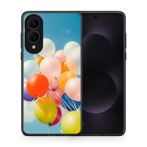 Θήκη Samsung Galaxy S25 Edge 5G Colorful Balloons από τη Smartfits με σχέδιο στο πίσω μέρος και μαύρο περίβλημα | Samsung Galaxy S25 Edge 5G Colorful Balloons case with colorful back and black bezels