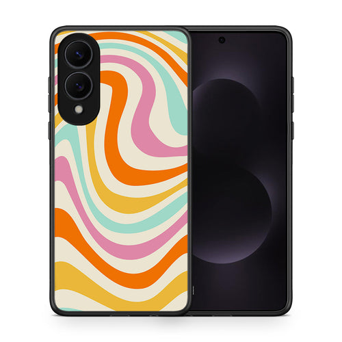 Θήκη Samsung Galaxy S25 Edge 5G Colourful Waves από τη Smartfits με σχέδιο στο πίσω μέρος και μαύρο περίβλημα | Samsung Galaxy S25 Edge 5G Colourful Waves case with colorful back and black bezels