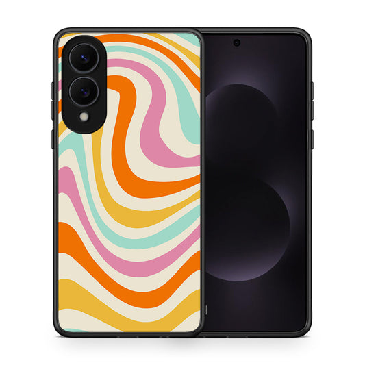 Θήκη Samsung Galaxy S25 Edge 5G Colourful Waves από τη Smartfits με σχέδιο στο πίσω μέρος και μαύρο περίβλημα | Samsung Galaxy S25 Edge 5G Colourful Waves case with colorful back and black bezels