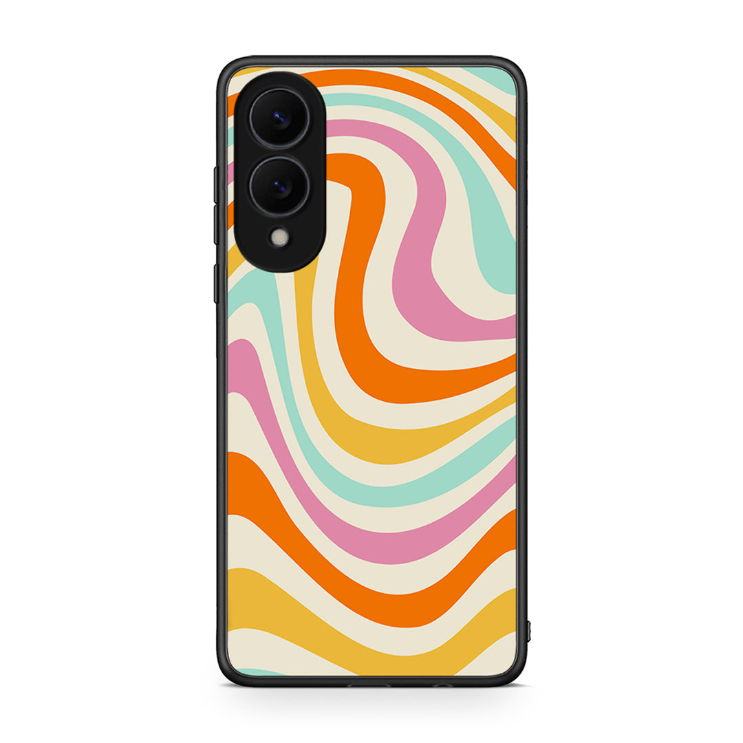Samsung Galaxy S25 Edge 5G Colourful Waves θήκη από τη Smartfits με σχέδιο στο πίσω μέρος και μαύρο περίβλημα | Smartphone case with colorful back and black bezels by Smartfits
