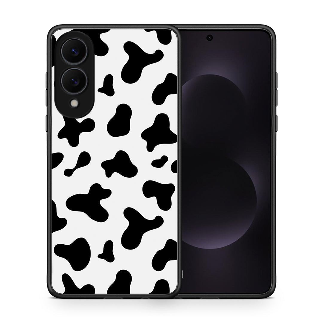 Θήκη Samsung Galaxy S25 Edge 5G Cow Print από τη Smartfits με σχέδιο στο πίσω μέρος και μαύρο περίβλημα | Samsung Galaxy S25 Edge 5G Cow Print case with colorful back and black bezels