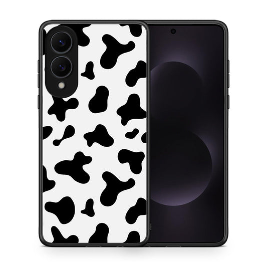 Θήκη Samsung Galaxy S25 Edge 5G Cow Print από τη Smartfits με σχέδιο στο πίσω μέρος και μαύρο περίβλημα | Samsung Galaxy S25 Edge 5G Cow Print case with colorful back and black bezels