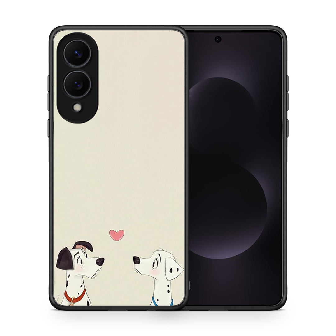 Θήκη Samsung Galaxy S25 Edge 5G Dalmatians Love από τη Smartfits με σχέδιο στο πίσω μέρος και μαύρο περίβλημα | Samsung Galaxy S25 Edge 5G Dalmatians Love case with colorful back and black bezels