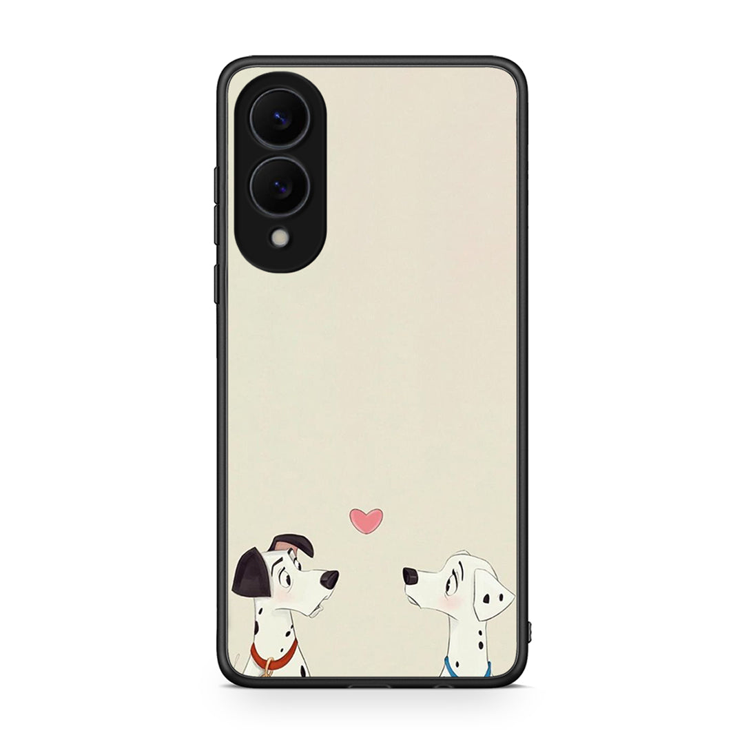 Samsung Galaxy S25 Edge 5G Dalmatians Love θήκη από τη Smartfits με σχέδιο στο πίσω μέρος και μαύρο περίβλημα | Smartphone case with colorful back and black bezels by Smartfits