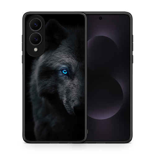 Θήκη Samsung Galaxy S25 Edge 5G Dark Wolf από τη Smartfits με σχέδιο στο πίσω μέρος και μαύρο περίβλημα | Samsung Galaxy S25 Edge 5G Dark Wolf case with colorful back and black bezels