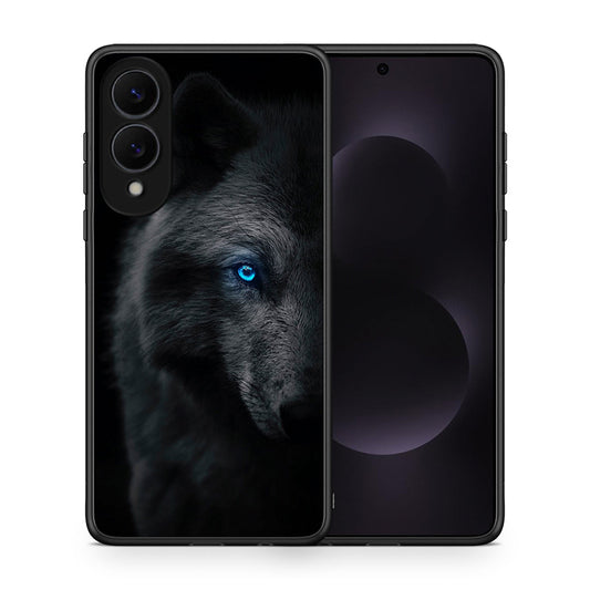 Θήκη Samsung Galaxy S25 Edge 5G Dark Wolf από τη Smartfits με σχέδιο στο πίσω μέρος και μαύρο περίβλημα | Samsung Galaxy S25 Edge 5G Dark Wolf case with colorful back and black bezels