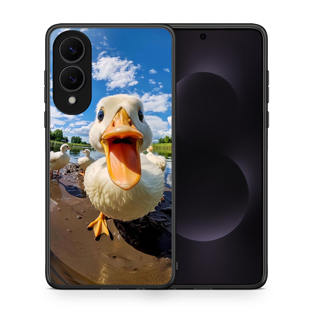 Θήκη Samsung Galaxy S25 Edge 5G Duck Face από τη Smartfits με σχέδιο στο πίσω μέρος και μαύρο περίβλημα | Samsung Galaxy S25 Edge 5G Duck Face case with colorful back and black bezels