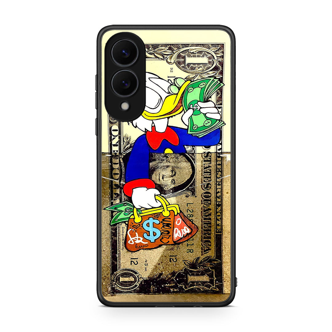 Samsung Galaxy S25 Edge 5G Duck Money Θήκη από τη Smartfits με σχέδιο στο πίσω μέρος και μαύρο περίβλημα | Smartphone case with colorful back and black bezels by Smartfits