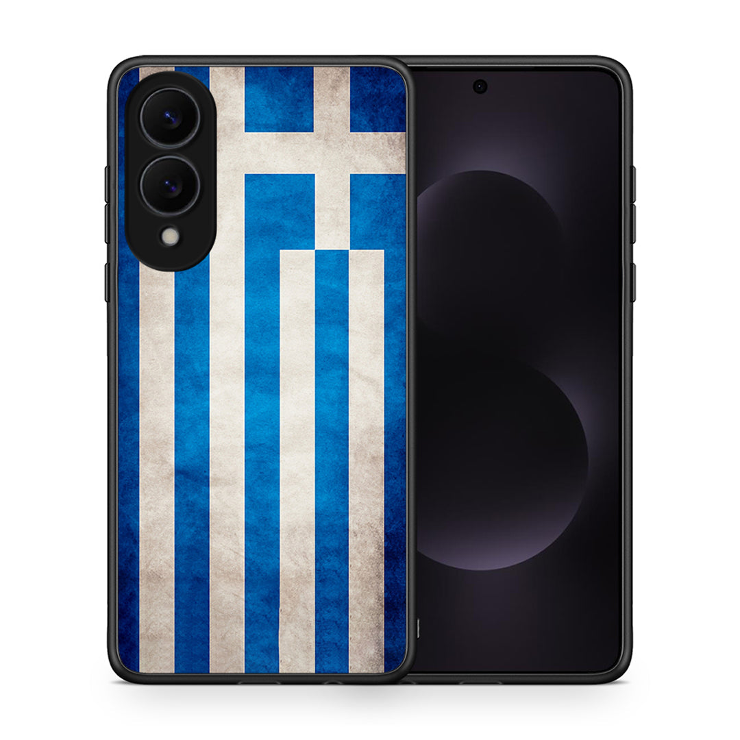 Θήκη Samsung Galaxy S25 Edge 5G Greek Flag από τη Smartfits με σχέδιο στο πίσω μέρος και μαύρο περίβλημα | Samsung Galaxy S25 Edge 5G Greek Flag case with colorful back and black bezels