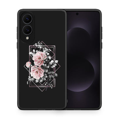 Θήκη Samsung Galaxy S25 Edge 5G Frame Flower από τη Smartfits με σχέδιο στο πίσω μέρος και μαύρο περίβλημα | Samsung Galaxy S25 Edge 5G Frame Flower case with colorful back and black bezels