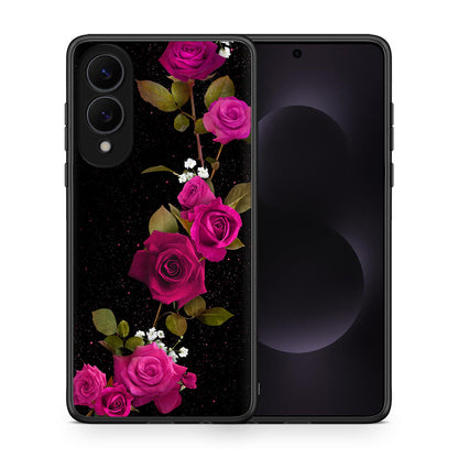 Θήκη Samsung Galaxy S25 Edge 5G Red Roses Flower από τη Smartfits με σχέδιο στο πίσω μέρος και μαύρο περίβλημα | Samsung Galaxy S25 Edge 5G Red Roses Flower case with colorful back and black bezels