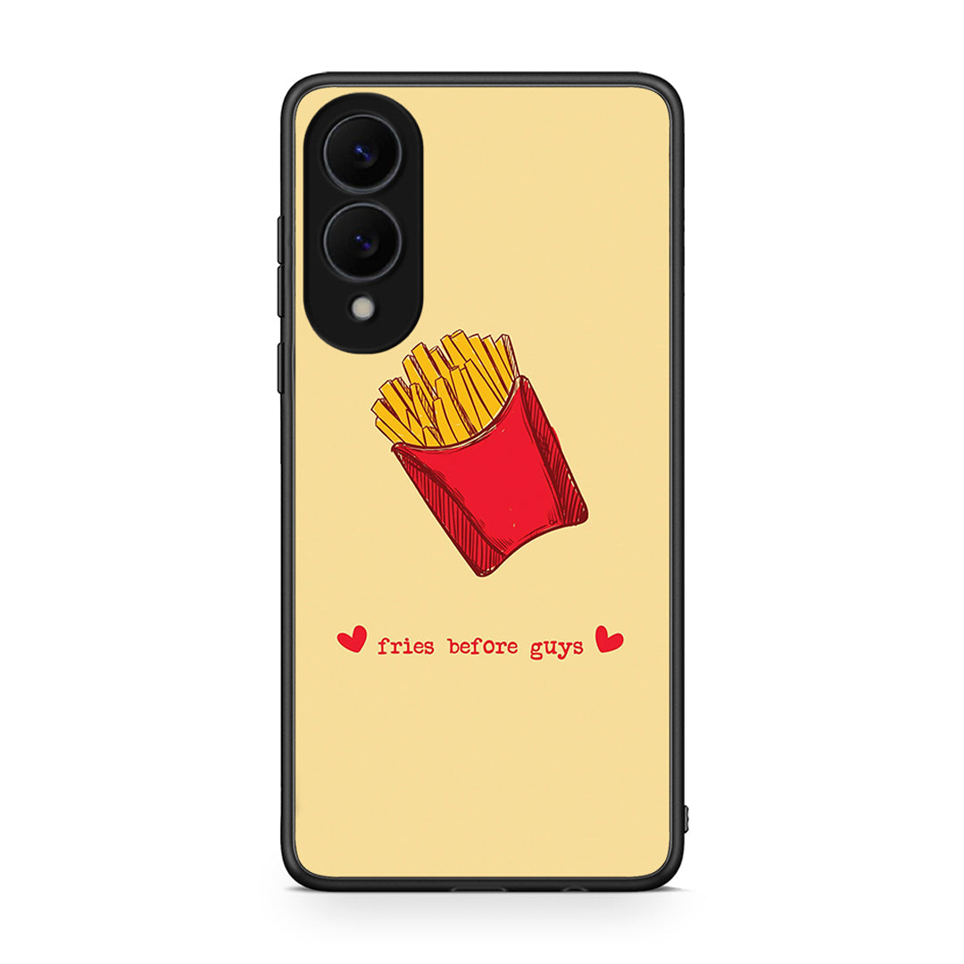 Samsung Galaxy S25 Edge 5G Fries Before Guys Θήκη Αγίου Βαλεντίνου από τη Smartfits με σχέδιο στο πίσω μέρος και μαύρο περίβλημα | Smartphone case with colorful back and black bezels by Smartfits