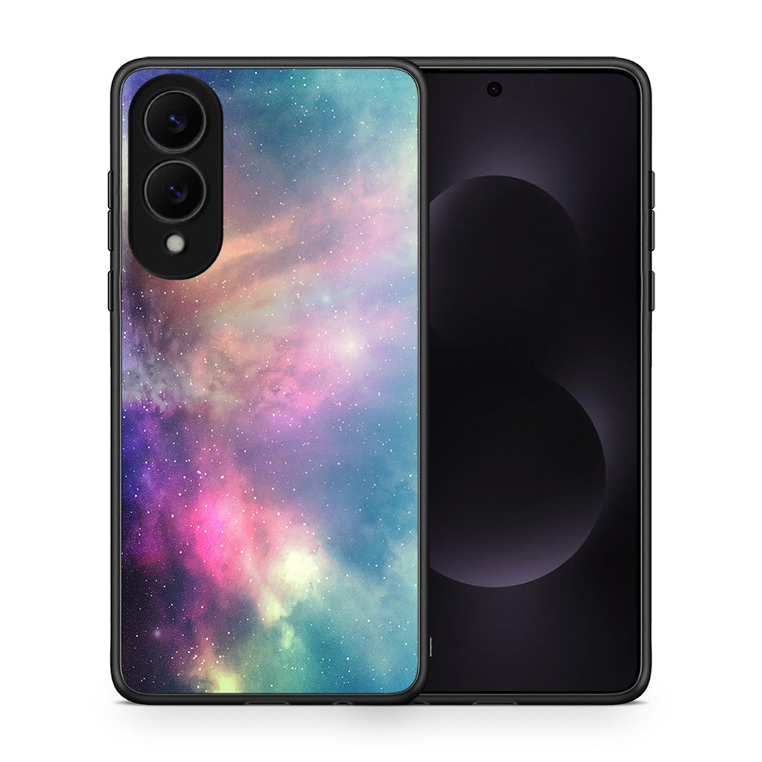Θήκη Samsung Galaxy S25 Edge 5G Rainbow Galaxy από τη Smartfits με σχέδιο στο πίσω μέρος και μαύρο περίβλημα | Samsung Galaxy S25 Edge 5G Rainbow Galaxy case with colorful back and black bezels
