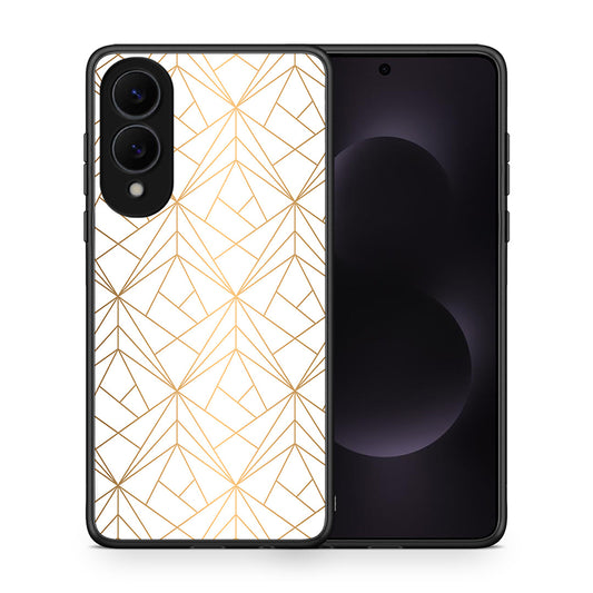 Θήκη Samsung Galaxy S25 Edge 5G Luxury White Geometric από τη Smartfits με σχέδιο στο πίσω μέρος και μαύρο περίβλημα | Samsung Galaxy S25 Edge 5G Luxury White Geometric case with colorful back and black bezels