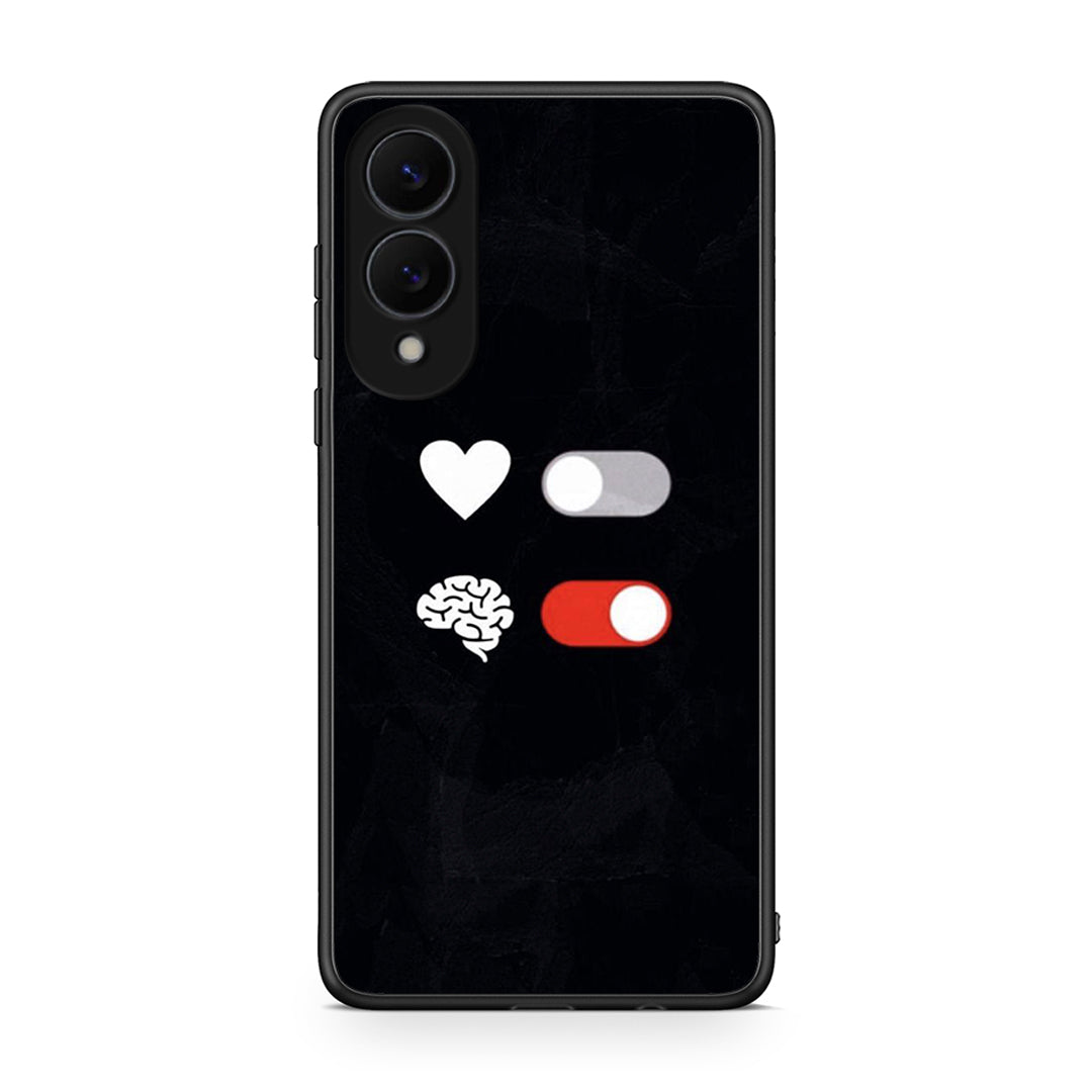 Samsung Galaxy S25 Edge 5G Heart Vs Brain Θήκη Αγίου Βαλεντίνου από τη Smartfits με σχέδιο στο πίσω μέρος και μαύρο περίβλημα | Smartphone case with colorful back and black bezels by Smartfits