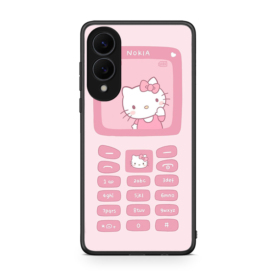 Samsung Galaxy S25 Edge 5G Hello Kitten Θήκη Αγίου Βαλεντίνου από τη Smartfits με σχέδιο στο πίσω μέρος και μαύρο περίβλημα | Smartphone case with colorful back and black bezels by Smartfits