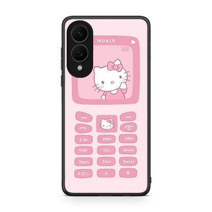 Samsung Galaxy S25 Edge 5G Hello Kitten Θήκη Αγίου Βαλεντίνου από τη Smartfits με σχέδιο στο πίσω μέρος και μαύρο περίβλημα | Smartphone case with colorful back and black bezels by Smartfits