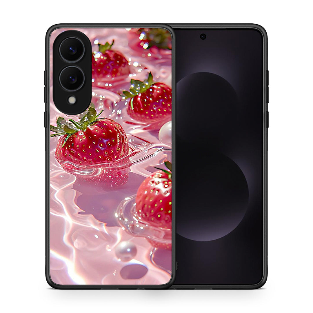Θήκη Samsung Galaxy S25 Edge 5G Juicy Strawberries από τη Smartfits με σχέδιο στο πίσω μέρος και μαύρο περίβλημα | Samsung Galaxy S25 Edge 5G Juicy Strawberries case with colorful back and black bezels